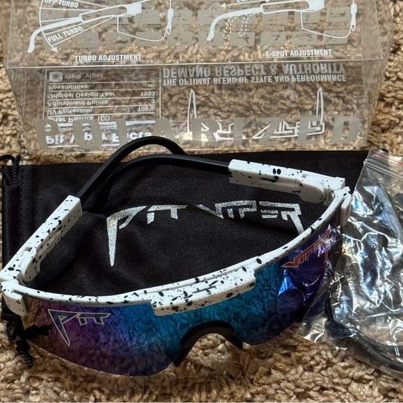 NWT Pit Viper Polarized Sunglasses White/Black Splatter – Brand New with Extras - Picture 7 of 8